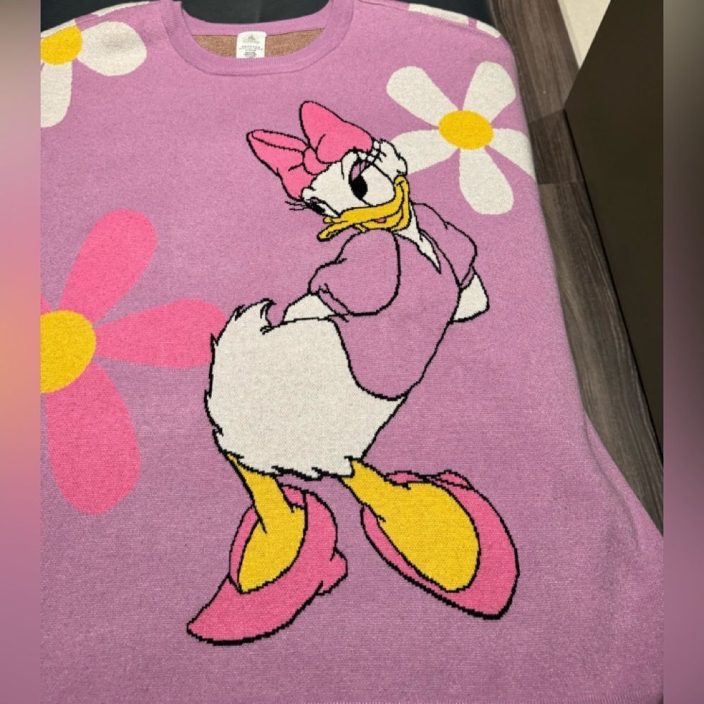 NWT Disney Parks Daisy Duck Flower Knit Pullover Sweatshirt Sweater Plus Size 3X - Picture 6 of 16